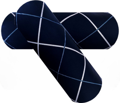 GKM 2 Bolster Microfibre Geometric Bolster Pack of 2(Blue)