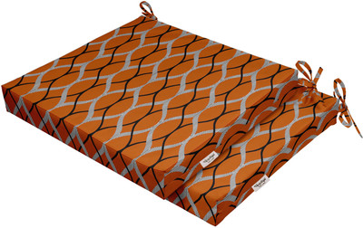 Vargottam Foam Geometric Chair Pad Pack of 2(Orange)