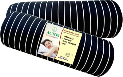 ACTOS Microfibre Bolster Pack of 2 Stripes Round(Black37)