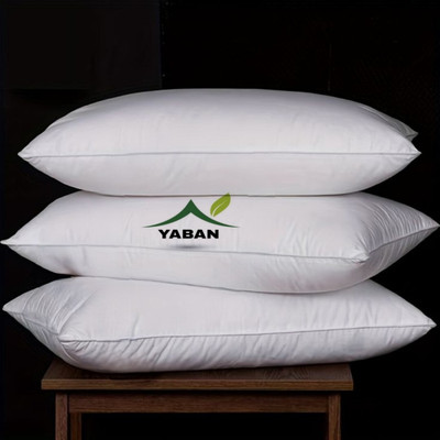 YABAN LUXURY Microfibre Abstract, Solid Sleeping Pillow Pack of 3(White)