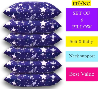 ERANC LUXURY Polyester Fibre Abstract Sleeping Pillow Pack of 6(Blue)