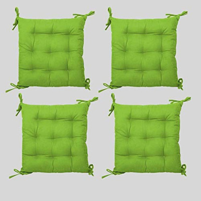 aeTHEric Microfibre Solid Chair Pad Pack of 4(Olive Green)