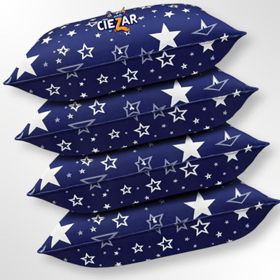 CIEZAR Luxury Polyester Fibre Abstract Sleeping Pillow Pack of 4(Blue)