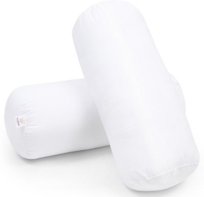 MY ARMOR Microfibre Round Bolster Pillow, Light And Soft, Inner Cover Only Microfibre Solid Bolster Pack of 2(White)