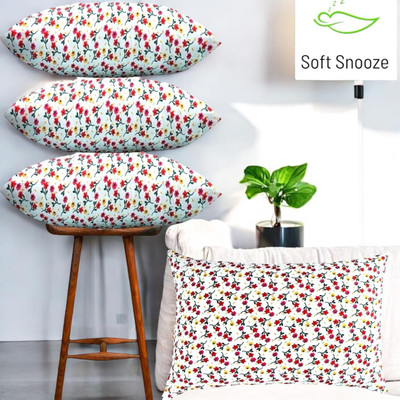 SOFT SNOOZE Microfibre Sleeping Pillow Pack of 4 Floral LUXURY(White)