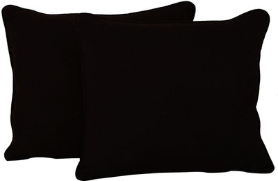 LINENWALAS Microfibre Solid Sleeping Pillow Pack of 2(Black)