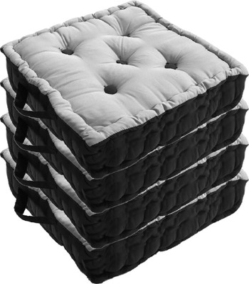 KUBER INDUSTRIES Microfibre Solid Chair Pad Pack of 4(Gray)
