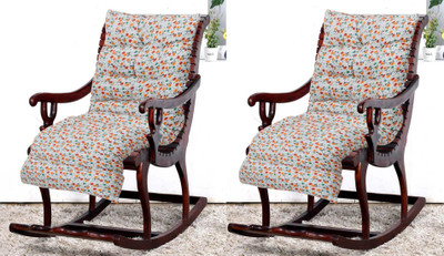 KUBER INDUSTRIES Microfibre Floral Chair Pad Pack of 2(White)