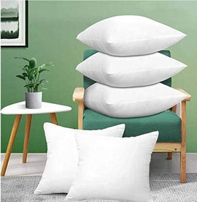 Kindar Care Microfibre Cushion Pack of 5 Solid Cushion 16x16 Inch, Soft Solid Square Throw Pillow for Sofa, Living Room Décor(White)