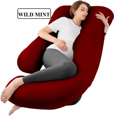WILD MINT Microfibre, Polyester Fibre Pregnancy Pillow Pack of 1 Solid Ultra Soft J Shape(Maroon)