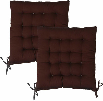 rangat craft Microfibre Solid Chair Pad Pack of 2(Brown)