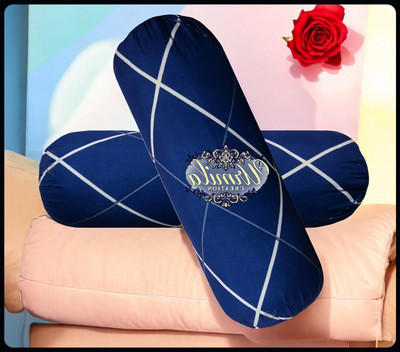 JAYOG ENTERPRISE Round Microfibre Geometric Bolster Pack of 2(Dark Blue)