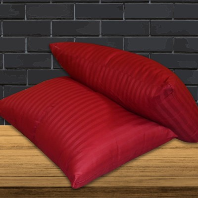 JDX Polyester Fibre Stripes Sleeping Pillow Pack of 2(Maroon)