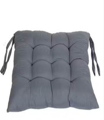 SIYA TEXTILES Cotton Solid Chair Pad Pack of 1(Dark Grey)