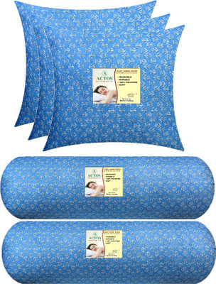 ACTOS 3 Cushion 2 Microfibre Floral Bolster Pack of 5(Light Blue)