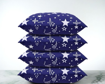 Regnar Luxury Polyester Fibre Abstract Sleeping Pillow Pack of 4(Blue)