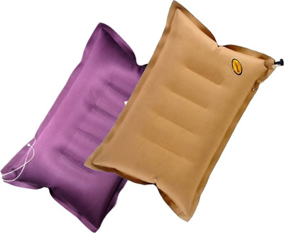 DUCKBACK Pillow Air Solid Travel Pillow Pack of 2(Khaki-Purple)