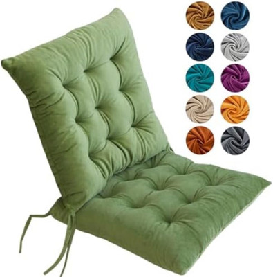 Hundur Store Microfibre Solid Chair Pad Pack of 2(Green)