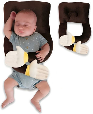 DECRONICS Baby Huggable Body Pillow Soft Newborns Baby Hugging Pillow for 0 To 12 Months Cotton Solid Baby Pillow Pack of 1(Brown)