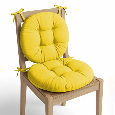 Mom's Moon Microfibre Chair Pad Pack of 2 Solid Plus Comfort Round Cushion 20 x 20 Inch(Beige)