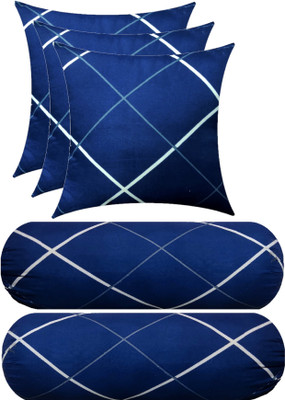 GKM Microfibre Stripes Sleeping Pillow Pack of 5(Blue, White)
