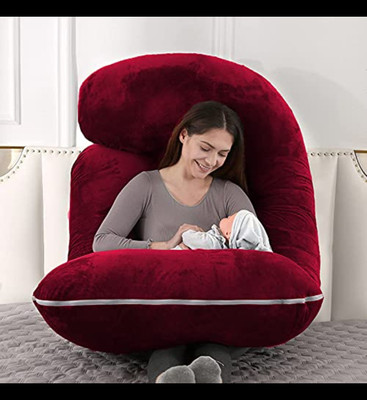 Vijay J Shape Microfiber Solid Pregnancy Pillow Microfibre Solid Pregnancy Pillow Pack of 1(Maroon)