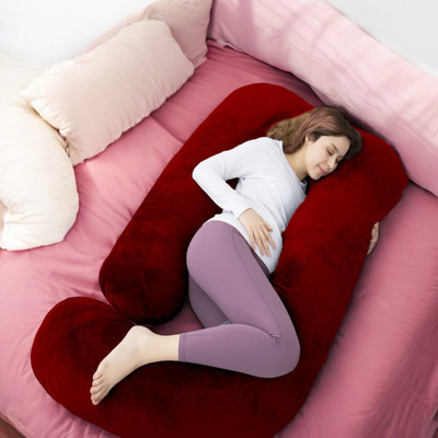 THUKRAN Polyester Fibre Solid Pregnancy Pillow Pack of 1(Maroon)