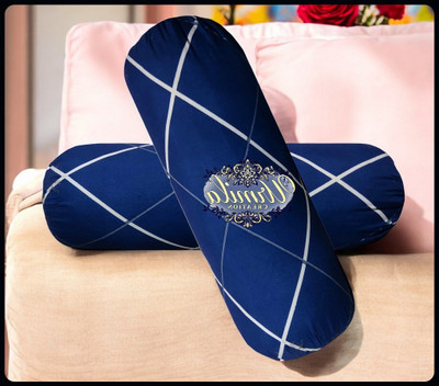 JAYOG ENTERPRISE Round Microfibre Geometric Bolster Pack of 2(Dark Blue)