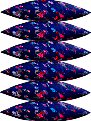 ACTOS Microfibre Floral Sleeping Pillow Pack of 6(Blue)