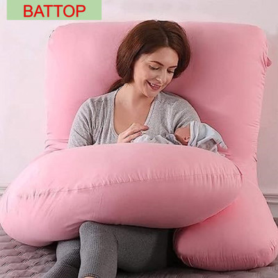 BATTOP ULTRA SOFT J SHAPE Polyester Fibre Solid Pregnancy Pillow Pack of 1(Pink)