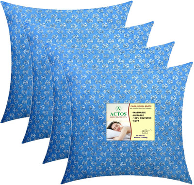 ACTOS Microfibre Floral Cushion Pack of 4(Light Blue)