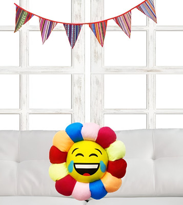 AARAVI TRADERS Microfibre Smiley Cushion Pack of 1(Multicolor)