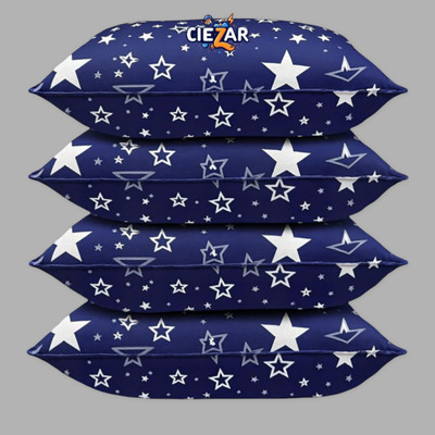 CIEZAR Luxury Polyester Fibre Abstract Sleeping Pillow Pack of 4(Blue)
