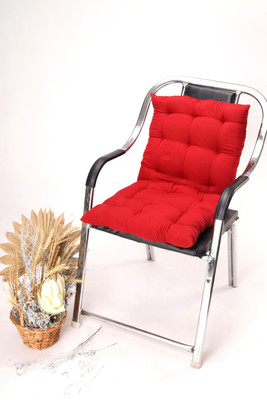 Pisaganj Polyester Fibre Solid Chair Pad Pack of 2(Red)