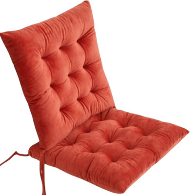 Hundur Store Microfibre Solid Chair Pad Pack of 6(Orange)