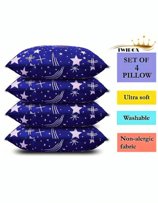 YABAN LUXURY Polyester Fibre Solid Sleeping Pillow Pack of 4(Blue)