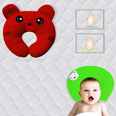 HouseOfCommon Mustard Seeds Solid Baby Pillow Pack of 2(Red & Green)