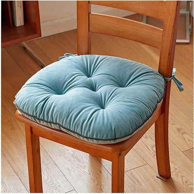 Hundur Store Microfibre Solid Chair Pad Pack of 1(Light Blue)