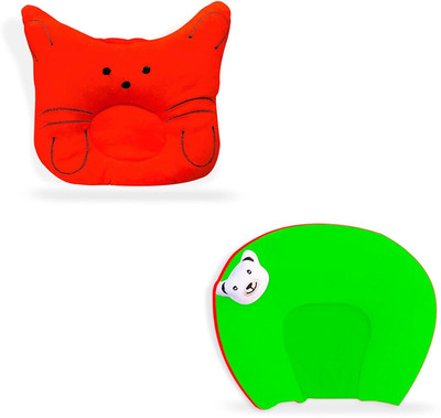 Found Fit Mustard Seeds Solid Baby Pillow Pack of 2(Orange & Green)