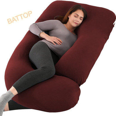 BATTOP ULTRA SOFT J SHAPE Polyester Fibre Solid Pregnancy Pillow Pack of 1(WINE)
