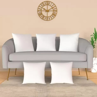 ERANC LUXURY Cotton Solid Cushion Pack of 5(White)