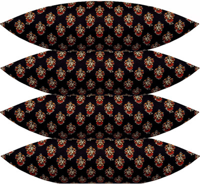 ACTOS Microfibre Floral Sleeping Pillow Pack of 4(Black)