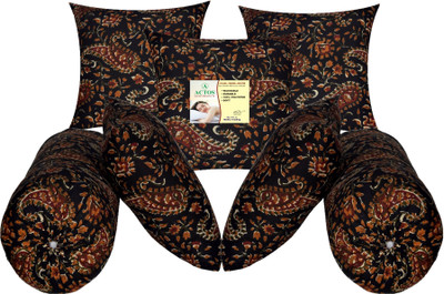 ACTOS 5 Cushion and 2 Microfibre Floral Bolster Pack of 7(Black27)