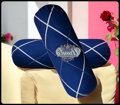 JAYOG ENTERPRISE Round Microfibre Geometric Bolster Pack of 2(Dark Blue)