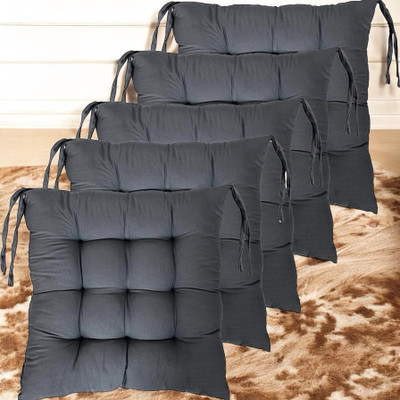 SOFT SNOOZE Soft Luxury Microfibre Solid Chair Pad Pack of 5(Grey)