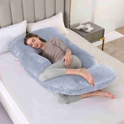 Manbhawan craft Polyester Fibre Solid Pregnancy Pillow Pack of 1(Grey)