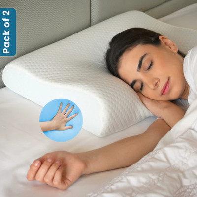 Sleepsia Contour Cervical Orthopedic for Neck and Shoulder Pain- Memory Foam Geometric Sleeping Pillow Pack of 2(White)
