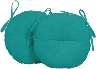 Vargottam Polyester Fibre Solid Chair Pad Pack of 2(Turquoise Green)