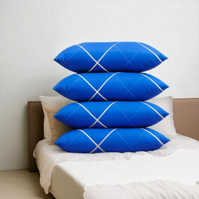 KUIHOME JBM Polyester Fibre Sleeping Pillow Pack of 4 Solid(Blue)
