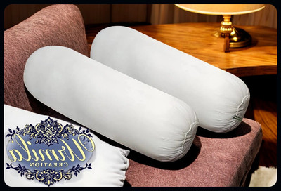JAI SHRI Round Microfibre Solid Bolster Pack of 2(White)